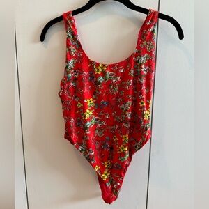 Alice + Olivia Red Floral Bodysuit
